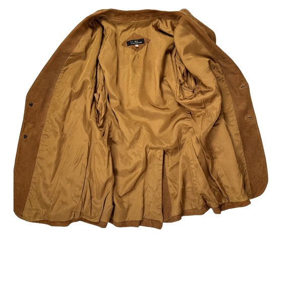 Vintage Cortefiel Spain Suede Leather Blazer Jacket Tan Brown Size 46 US Large - Picture 12 of 16